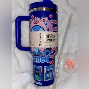 Stanley Blue Stitch Character Tumbler with Straw